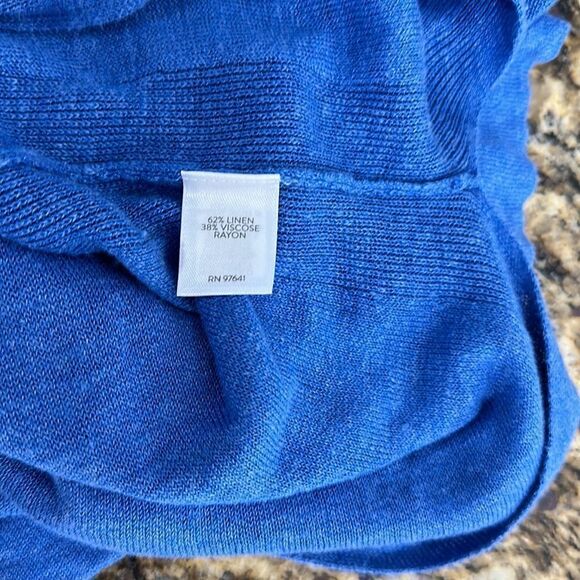 J. Jill Blue Linen Blend V-neck 3/4 Sleeves Tunic Top Size XLP - Picture 6 of 10